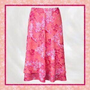 Vintage Jaclyn Smith Pink Floral Midi Skirt Size M | Cottagecore Boho Y2K 90s